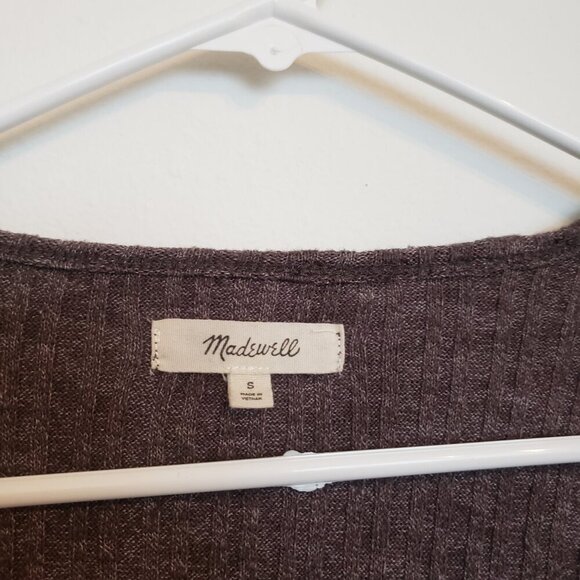 Madewell Heather Brown Ribbed Wrap Long Sleeve Cardigan Sweater Small - Picture 4 of 8